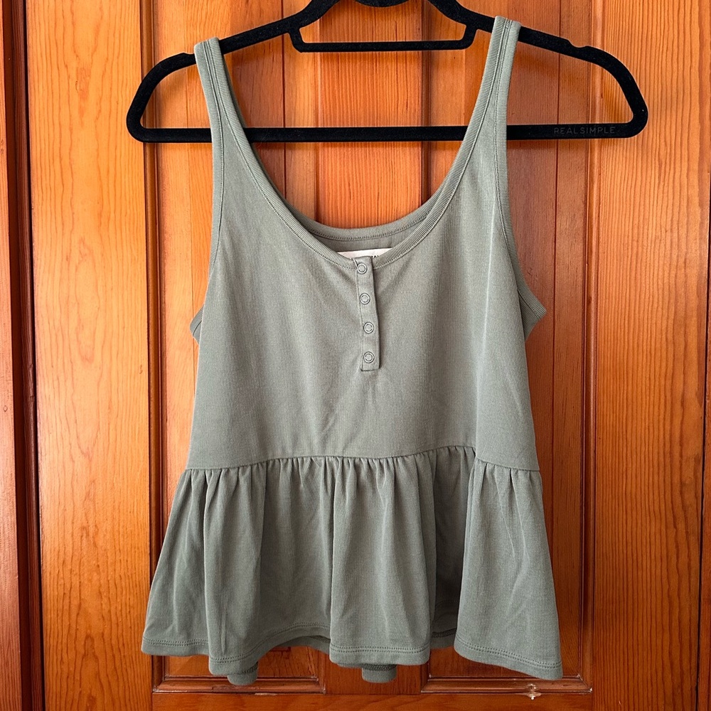 Lucky Women's Sleeveless Peplum Top - Green, Small